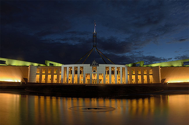 Parliament House, Canberra, at night
