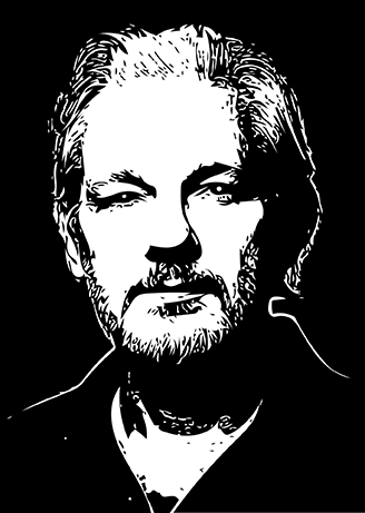 artist sketch of Julian Assange