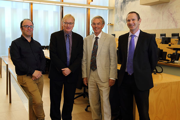 Professor Jeremy Gans (Melbourne), Professor Simon Bronitt (UQ), Professor Andrew Ashworth (Oxford) and Professor Kit Barker (UQ)