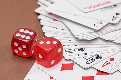 dice and playing cards