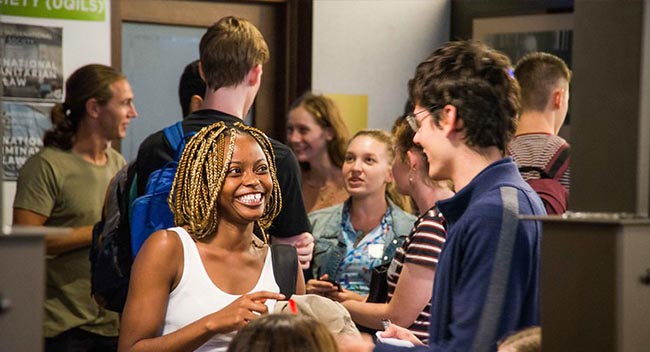 Students chatting at the 2019 Gelato night