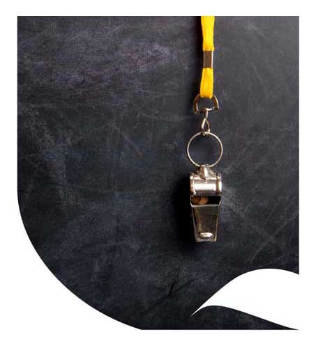 whistle hanging from a yellow lanyard