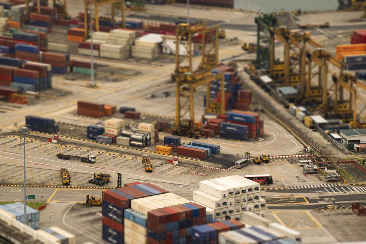aerial photo of international cargo port