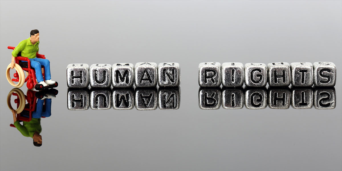 metal cubes spelling out Human Rights