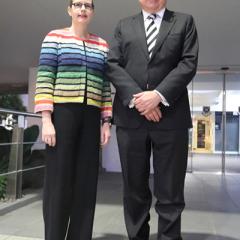 Sarah Derrington and Senator the Honourable George Brandis 