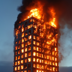 Grenfell building on fire