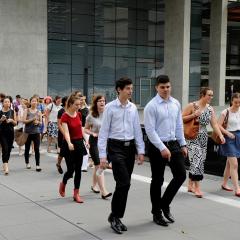 Students walking