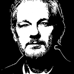 artist sketch of Julian Assange