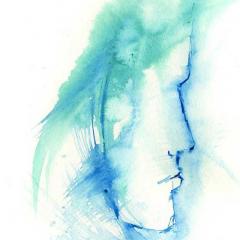 watercolour silhouette of woman's face