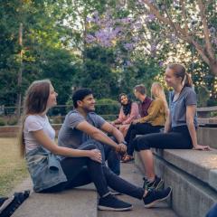 Students chatting on campus