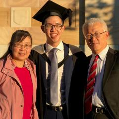 Michael with his parents