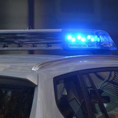Blue light on top of police car