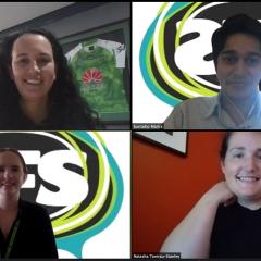 This is a screenshot of a Zoom meeting between two clinical legal education students and their supervisors
