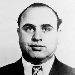 Mugshot of Al Capone. (1899-1947)  This picture shows a Bertillon photograph of Capone made by the US Department of Justice.