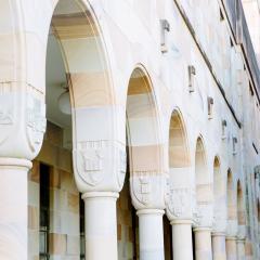 Sandstone cloisters in the Great Court