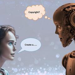 AI generated artwork of a person and a robot talking