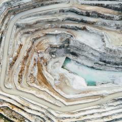 Photo from a drone high over a quarry in Barossa Valley, SA, Australia