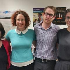 Left to Right:  Dianne Mangan, CEO DV Connect; Elissa Farrow, Acting Chair of the Board, Nicholas Lindsay, Rosemary Deeb
