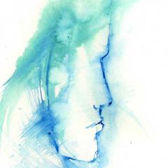 watercolour silouhette of a woman's face