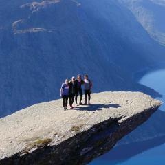 Students standing on rock
