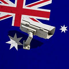 surveillance camera with Australian flag background
